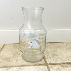 Vintage 80’s Blue Ribbon Country Glass Juice Jug or Vase Anchor Hocking 30
